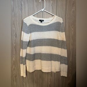 a.n.a Gray and Cream Striped Sweater